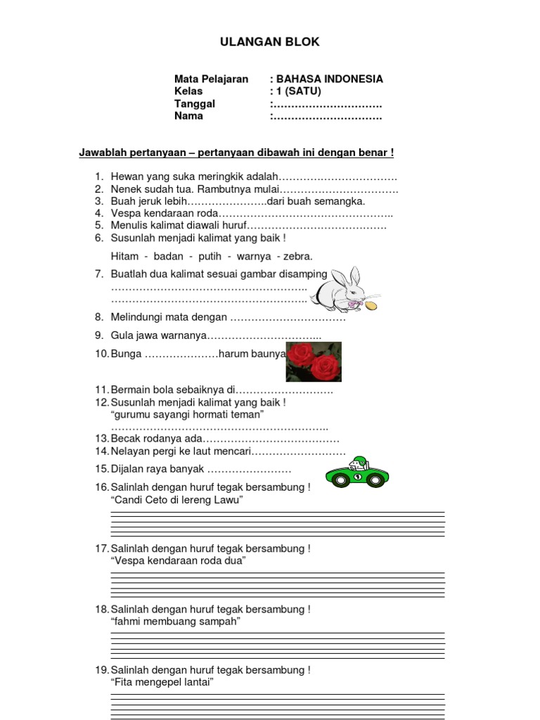 3 Soal Essay Bahasa Indonesia Kelas 1 dari Bimbel Brilian yang Ternyata Mudah Jika Tahu Caranya