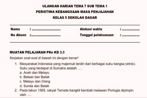 7 Cara Memahami Contoh Soal K13 Kelas 5 Tema 7 Sub Tema 1 yang Efektif Sebelum Ujian