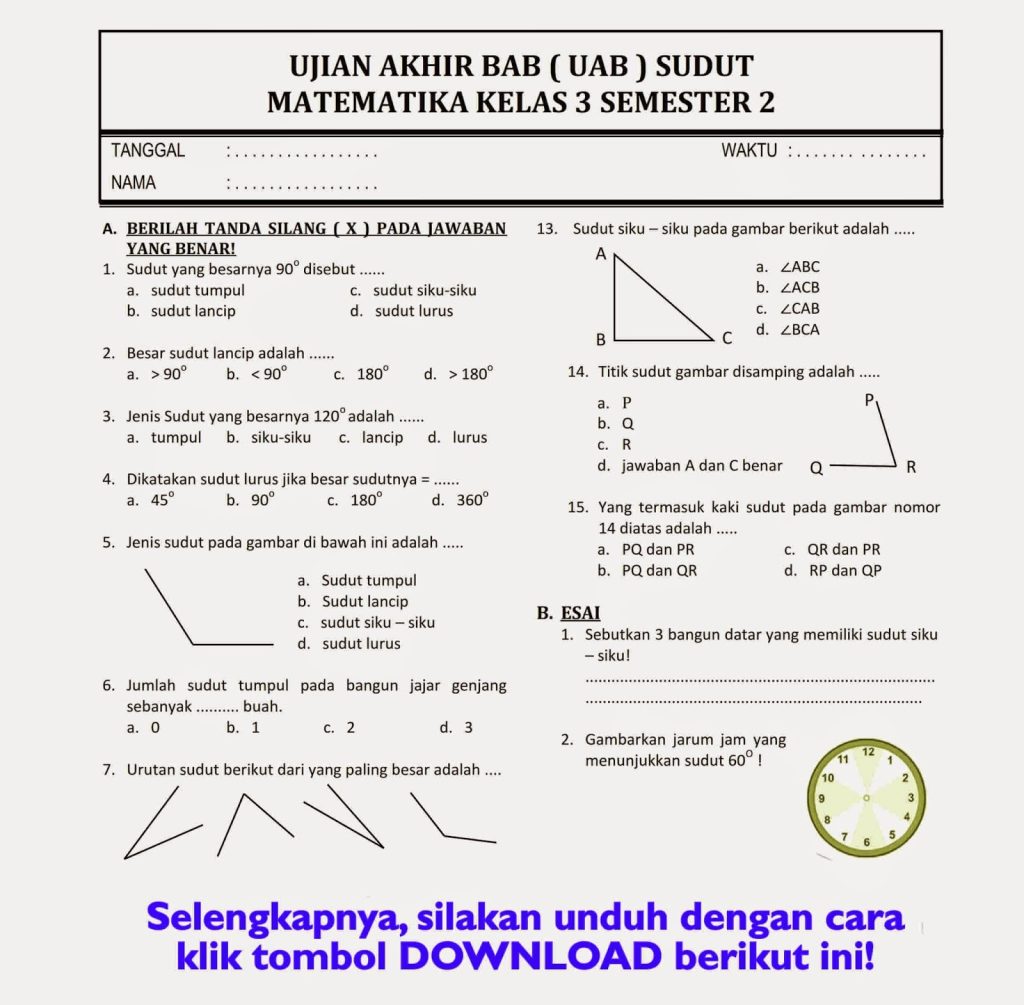 Rahasia Nilai Sempurna 7 Latihan Soal UAS Matematika Kelas 3 Semester 2 PDF Siap Pakai
