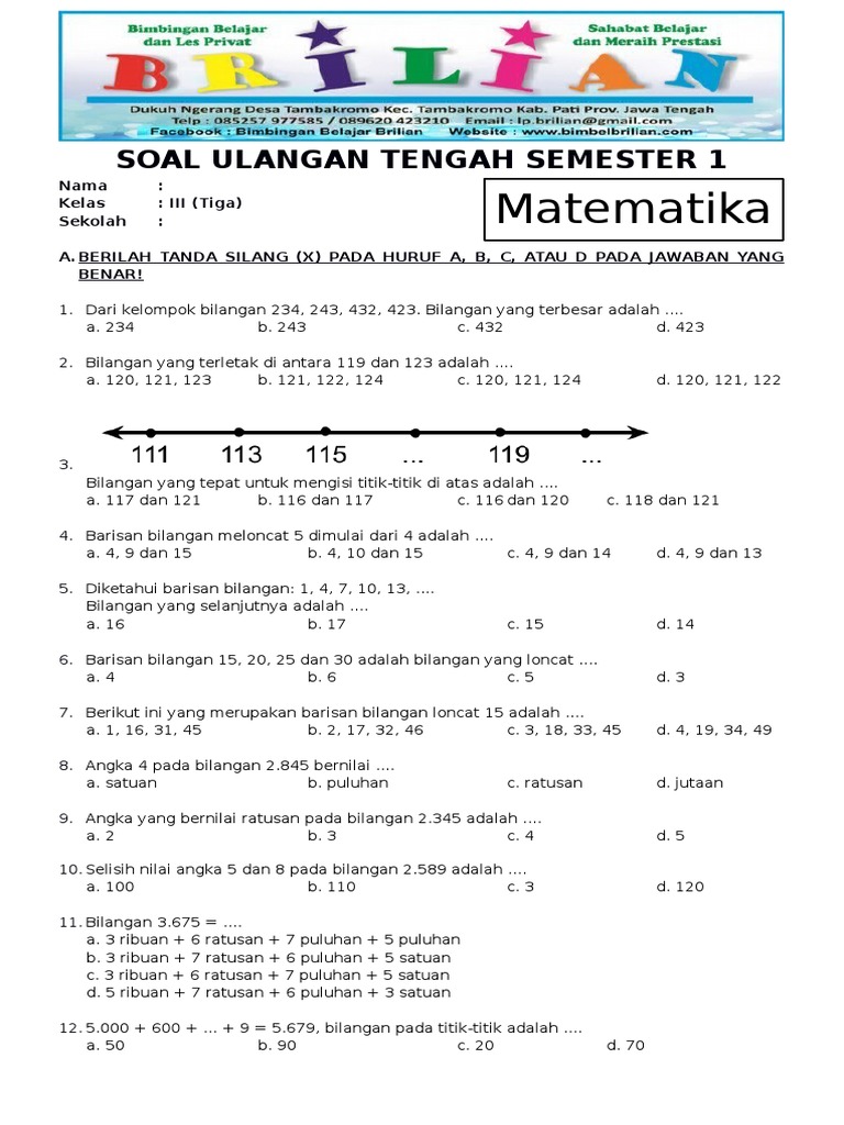 Rahasia Nilai Sempurna dengan Latihan Soal Soal Ulangan Semester Kelas 3 SD Semester 1