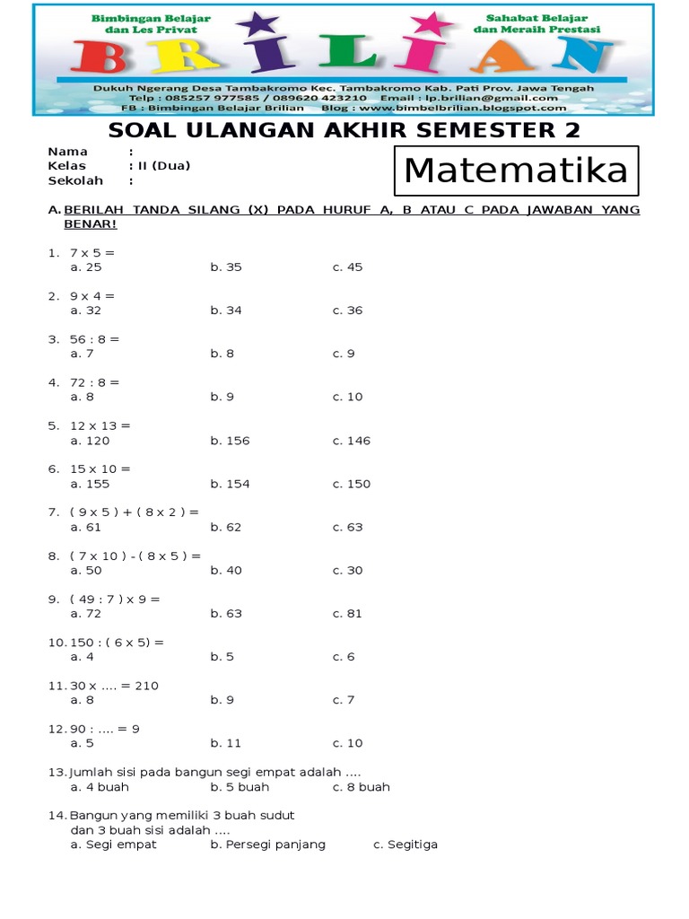Rahasia Sukses Ulangan Harian: 7 Contoh Soal Ulangan Matematika Kelas 4 SD Semester 2