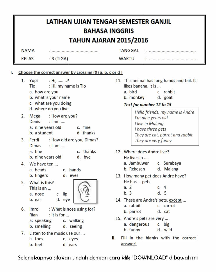 Terbukti 5 Cara Kuasai Contoh Soal Bahasa Inggris SD Kelas 6 Semester 1 Sebelum Ujian