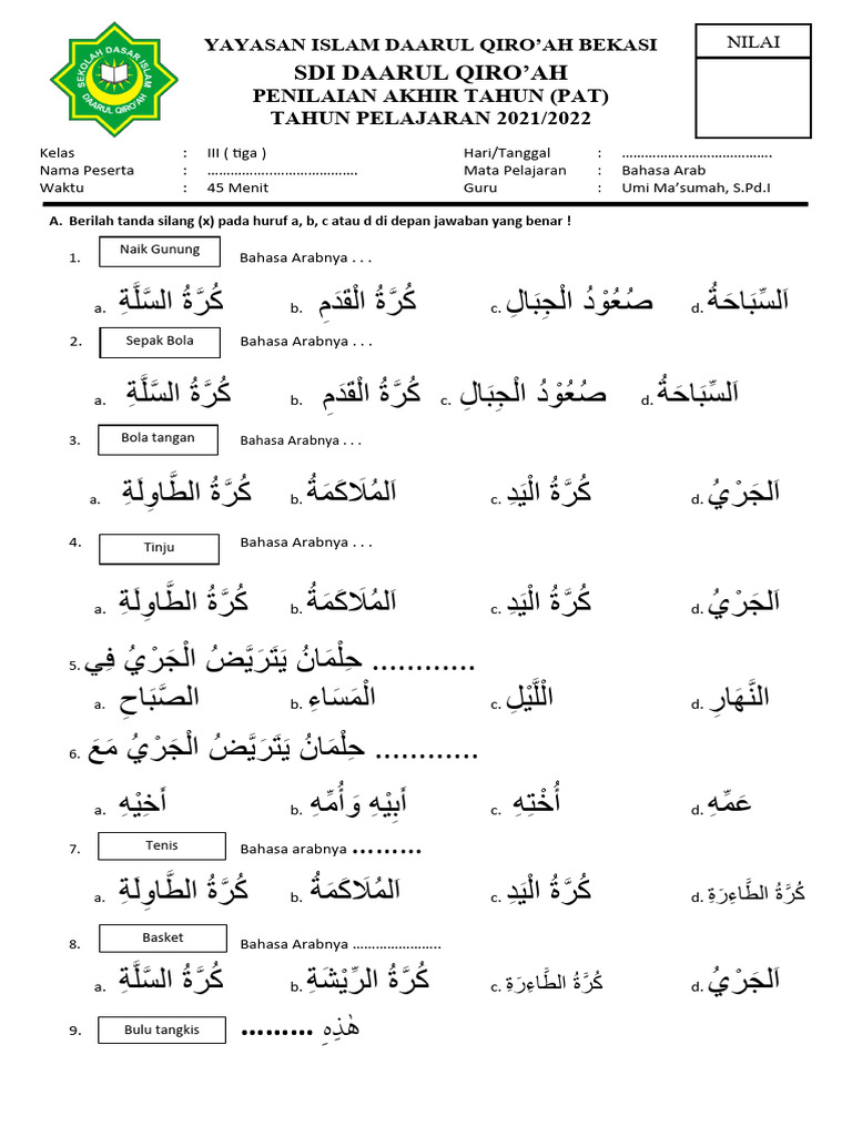 Ternyata Hanapi Bani Bocorkan 5 Soal Arab Melayu Kelas 3 SD Semester 2 yang Wajib Diketahui