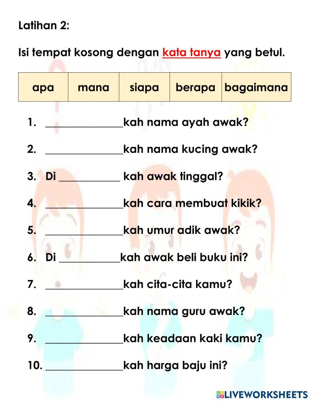 Ternyata Ini Kunci Jawaban Contoh Soal Kata Tanya SD Kelas 1 Yang Wajib Tahu