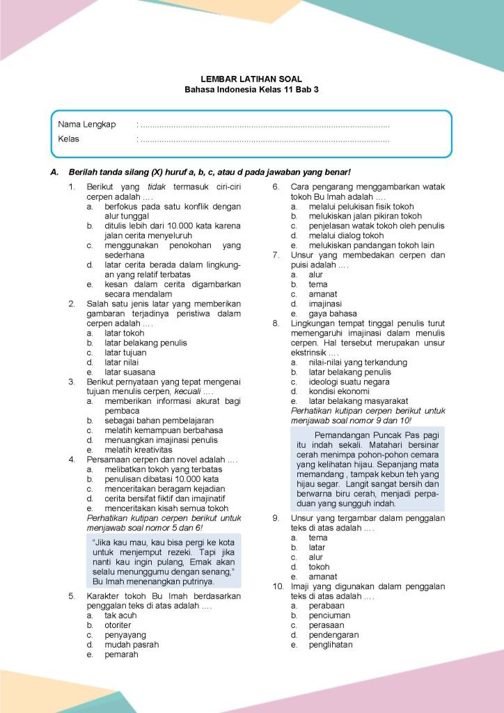 Wajib Tahu Bocoran Soal Soal Ulangan Harian Kelas XI Bab 3 Agar Nilai Kamu Sempurna