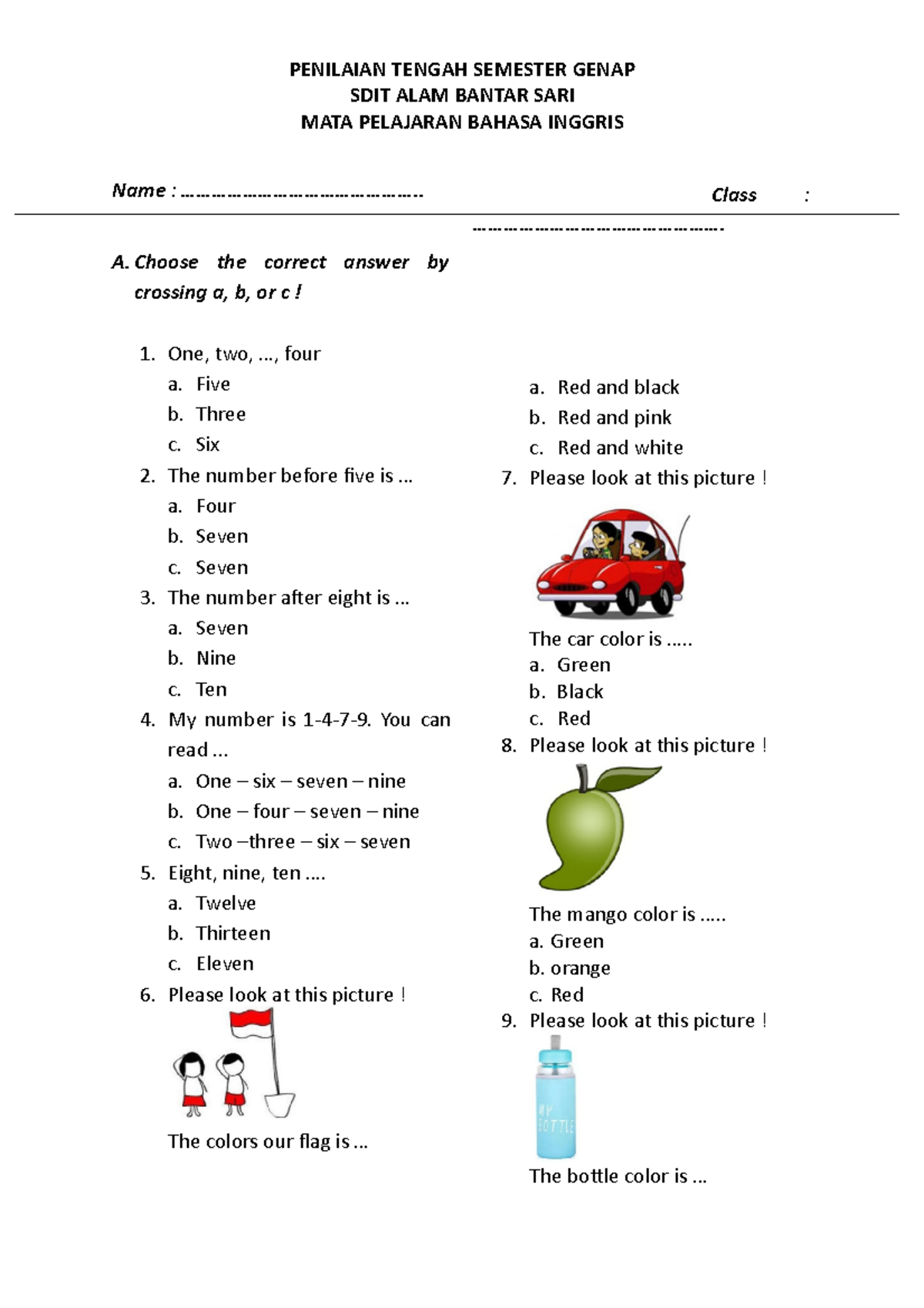 soal bahasa inggris kelas 3 sd semester 1 pdf